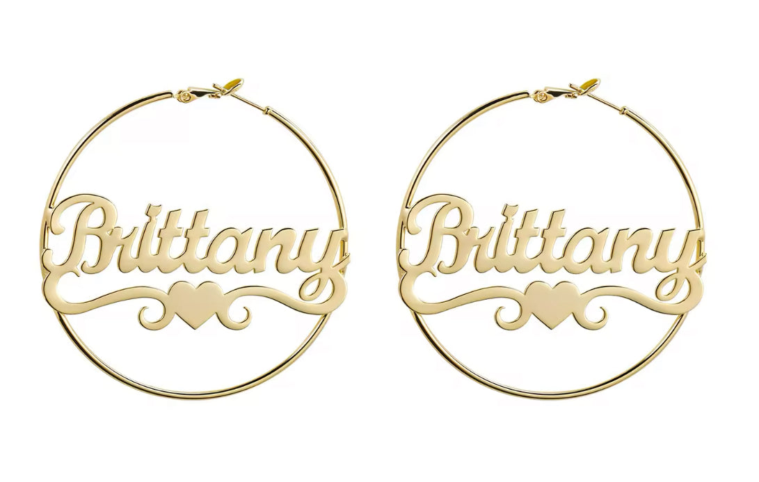 Personalised Name Heart Arch Hoop Earrings