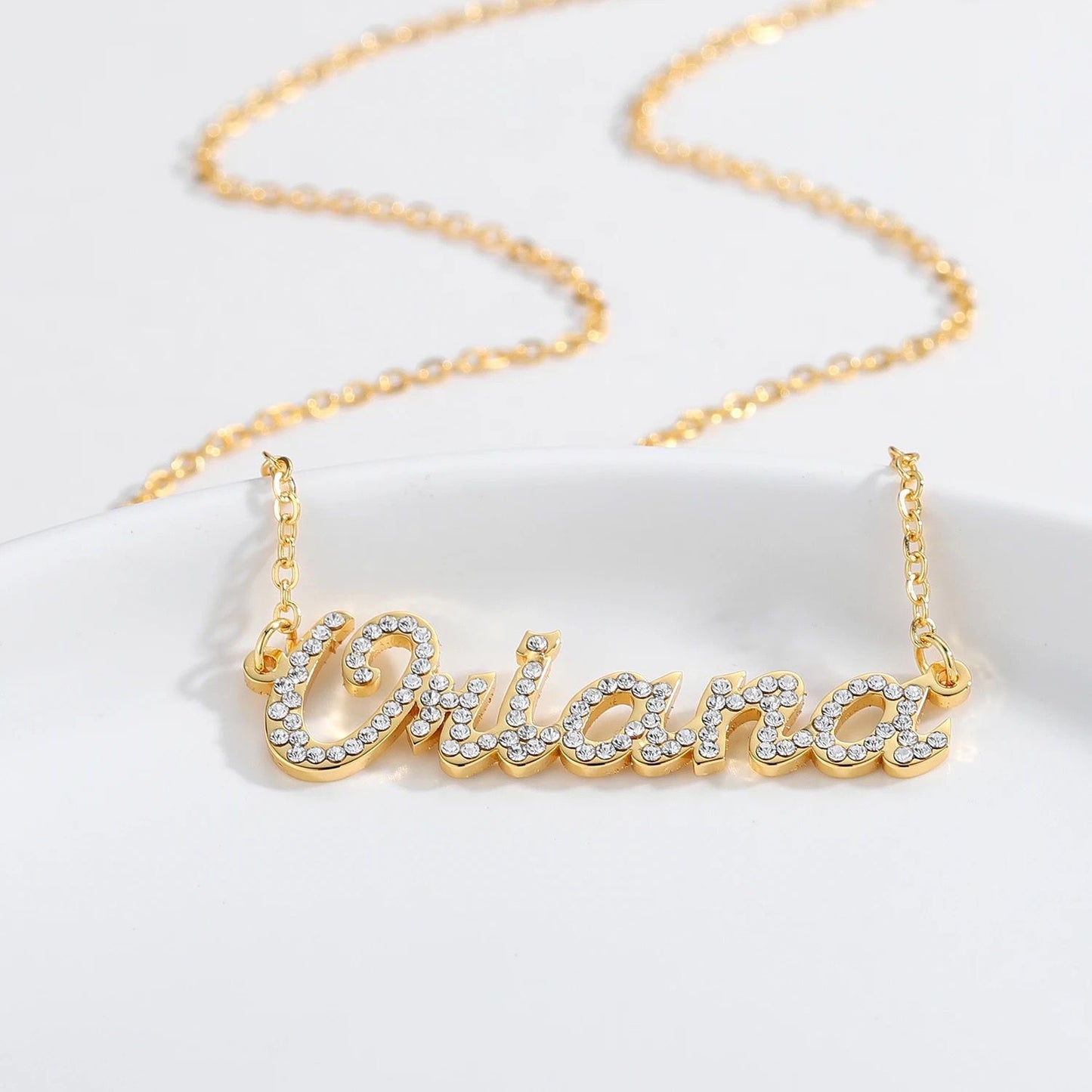 Personalised Zirconia Encrusted English Name Necklace - Volume 2 | WOMEN