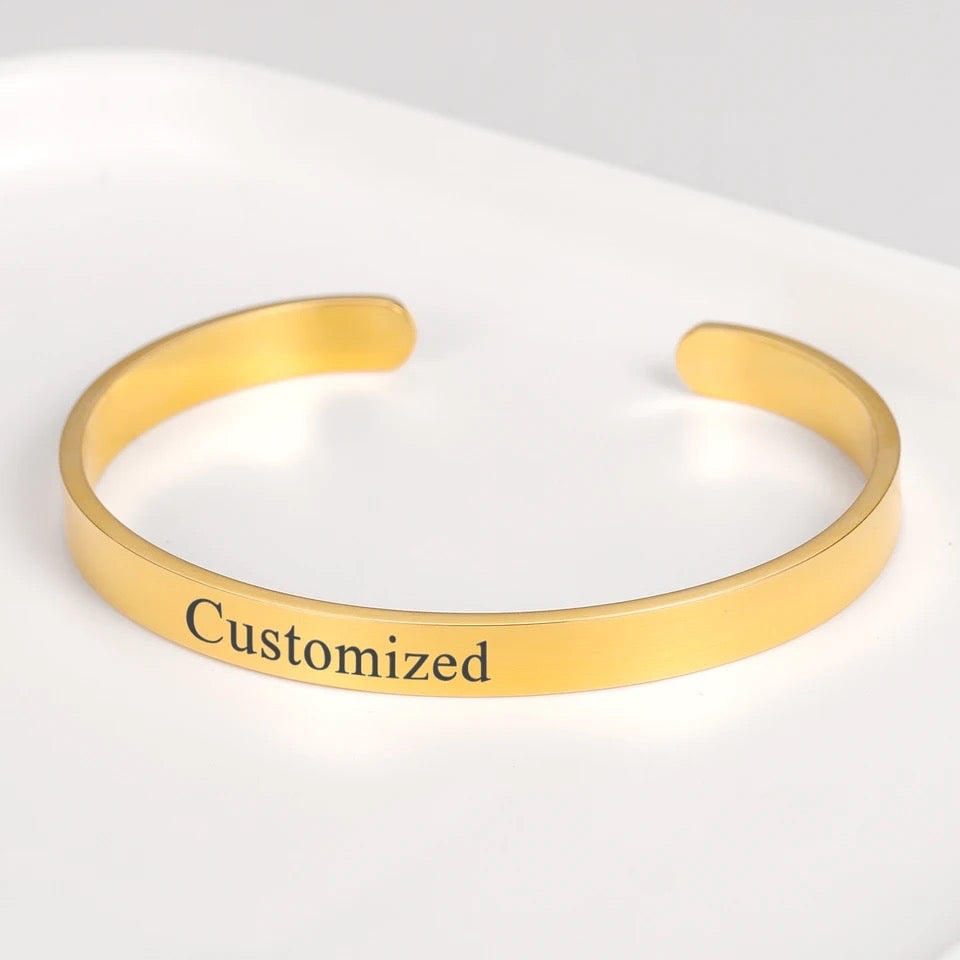 Personalised Arabic Name Engraved Cuff Bracelet | WOMEN