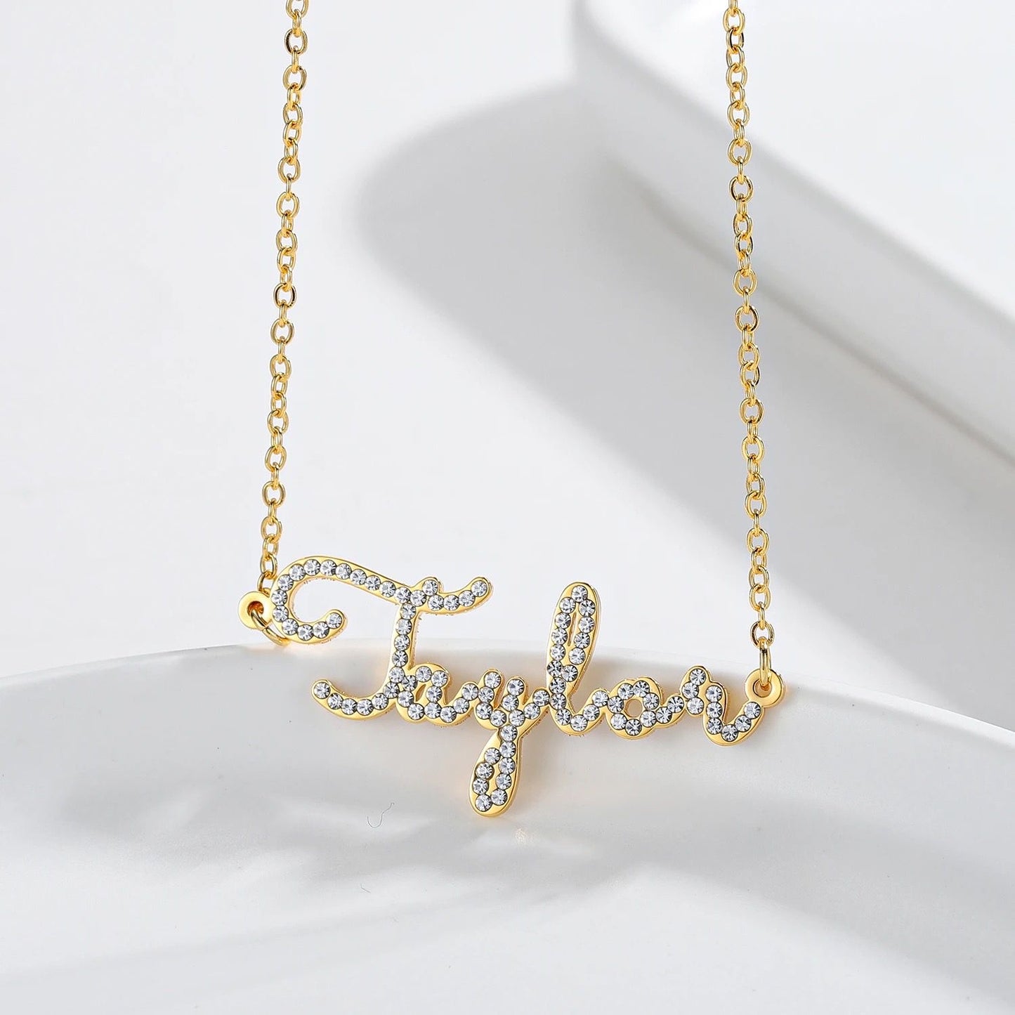 Personalised Zirconia Encrusted English Name Necklace - Volume 1 | WOMEN