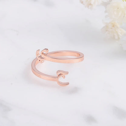 Personalised Arabic Initial Couples Ring | WOMEN