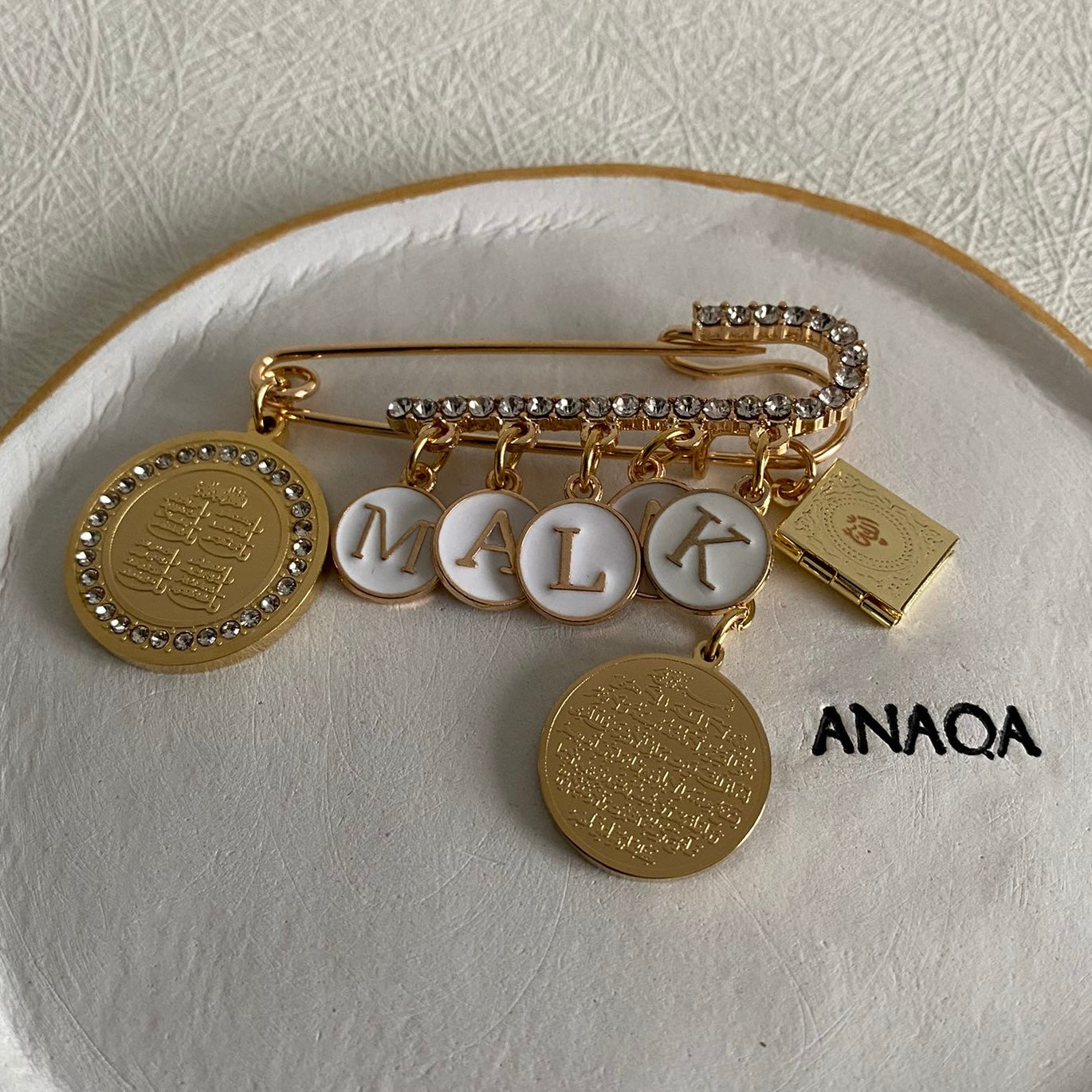 Personalised Ayatul Kursi Islamic Baby Brooch - Gold | KIDS