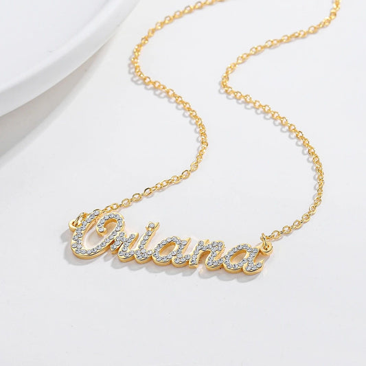 Personalised Zirconia Encrusted English Name Necklace - Volume 2 | WOMEN