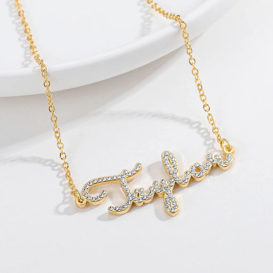 Personalised Zirconia Encrusted English Name Necklace - Volume 1 | WOMEN