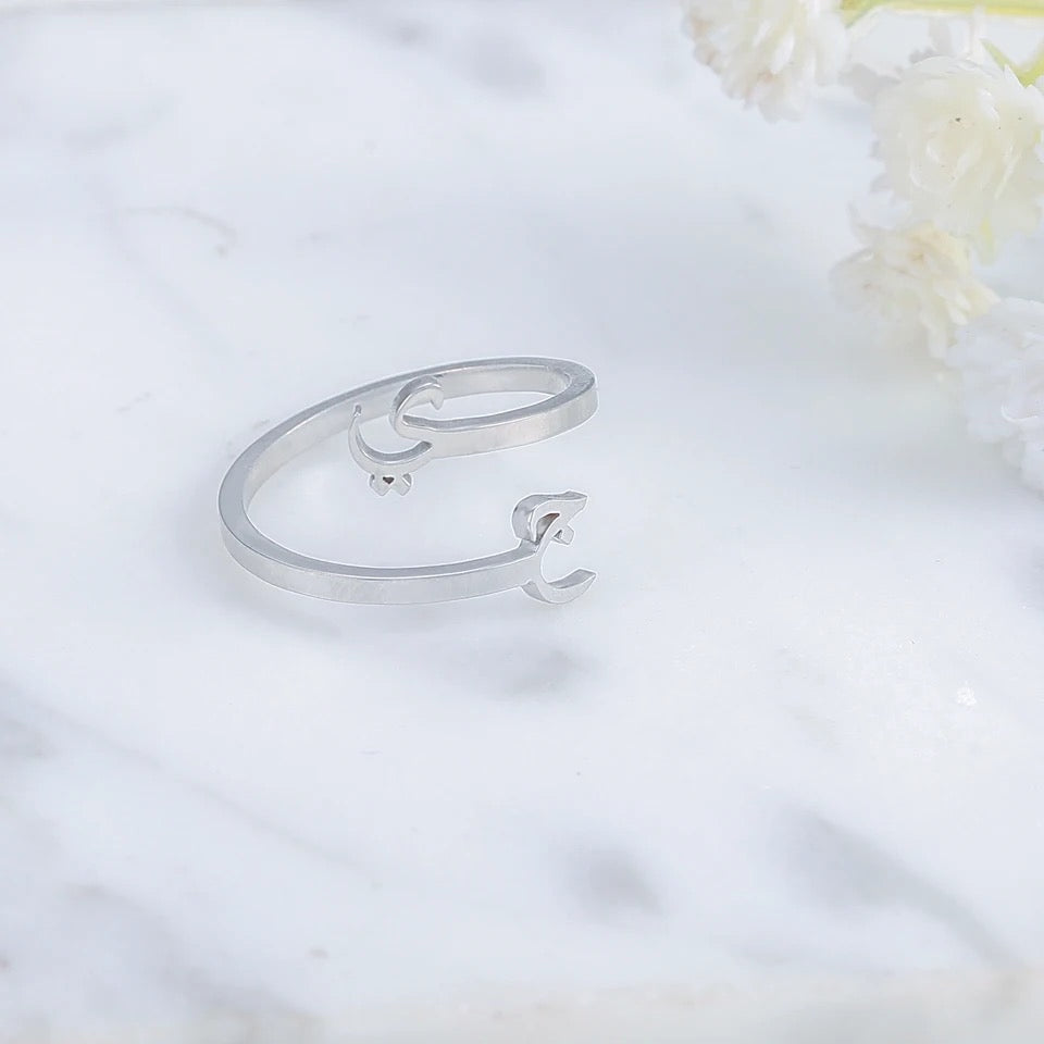 Personalised Arabic Initial Couples Ring | WOMEN