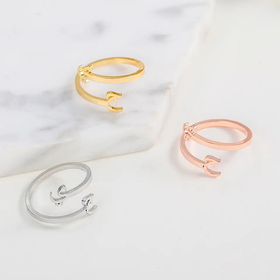 Personalised Arabic Initial Couples Ring | WOMEN