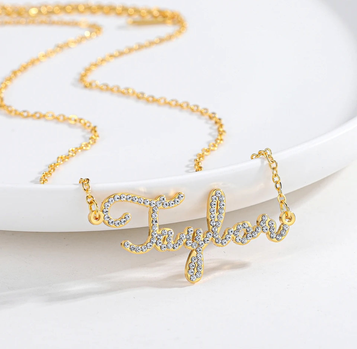 Personalised Zirconia Encrusted English Name Necklace - Volume 1 | WOMEN