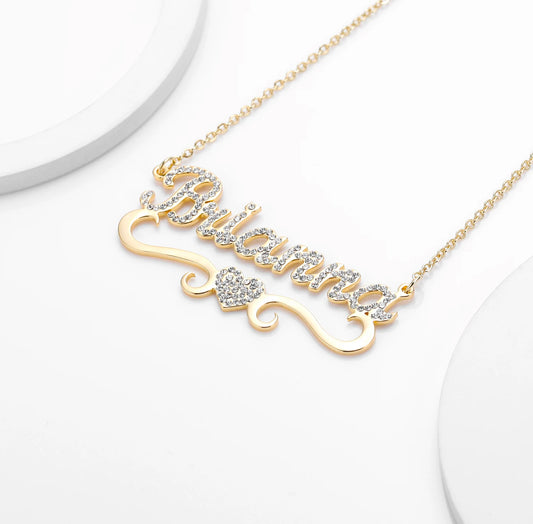 Crystal Heart Name Necklace | WOMEN