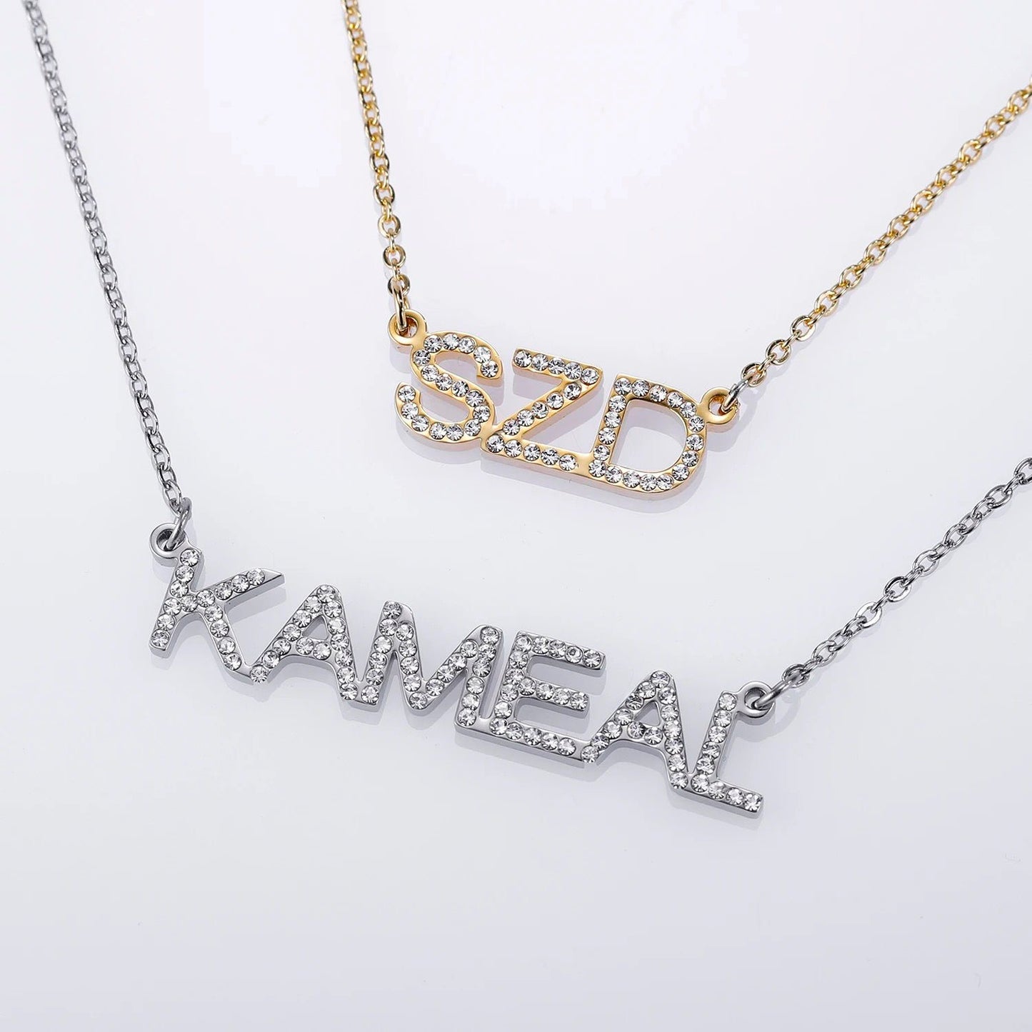 Personalised Crystal Encrusted English Name Necklace - Volume 1 | WOMEN