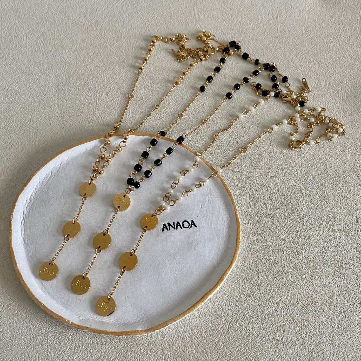 Patience, Gratitude & Trust in God Beaded Necklace - Gold | WOMEN