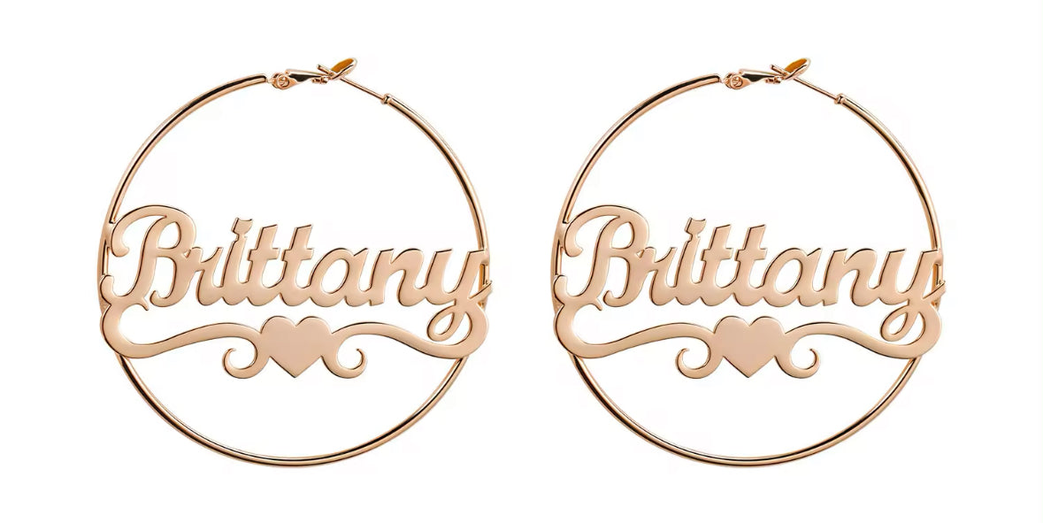 Personalised Name Heart Arch Hoop Earrings