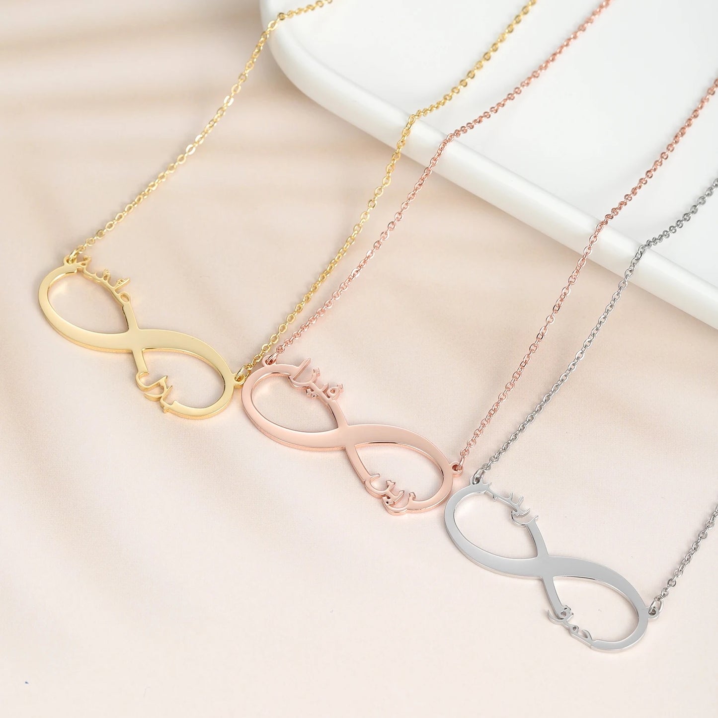 Personalised Arabic Name Couples Infinity Necklace | WOMEN