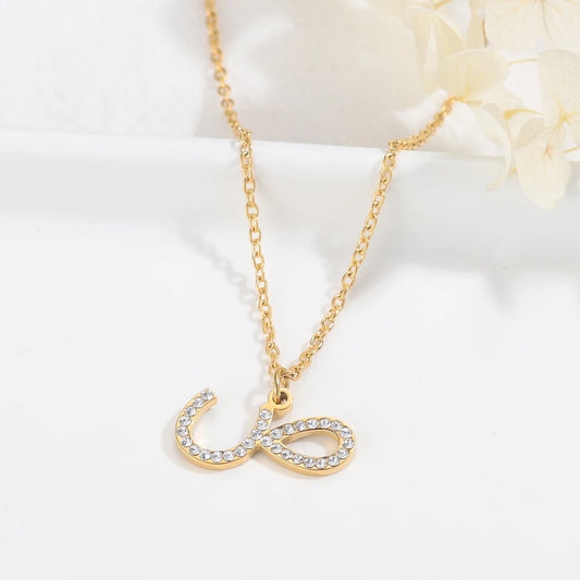 Personalised Arabic Crystal Encrusted Initial Necklace | WOMEN