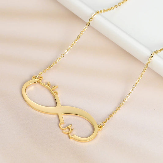 Personalised Arabic Name Couples Infinity Necklace | WOMEN